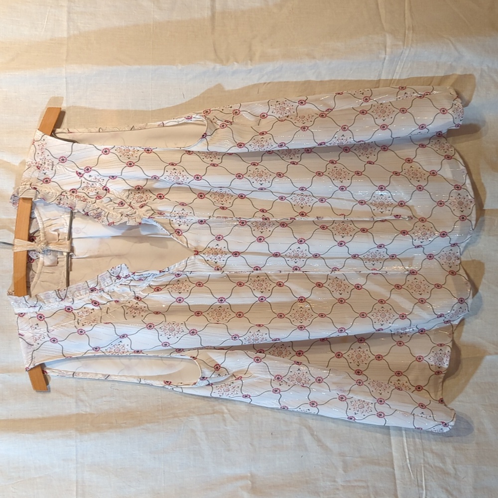 Loft Tank Floral Ruffle tie neck shell tank